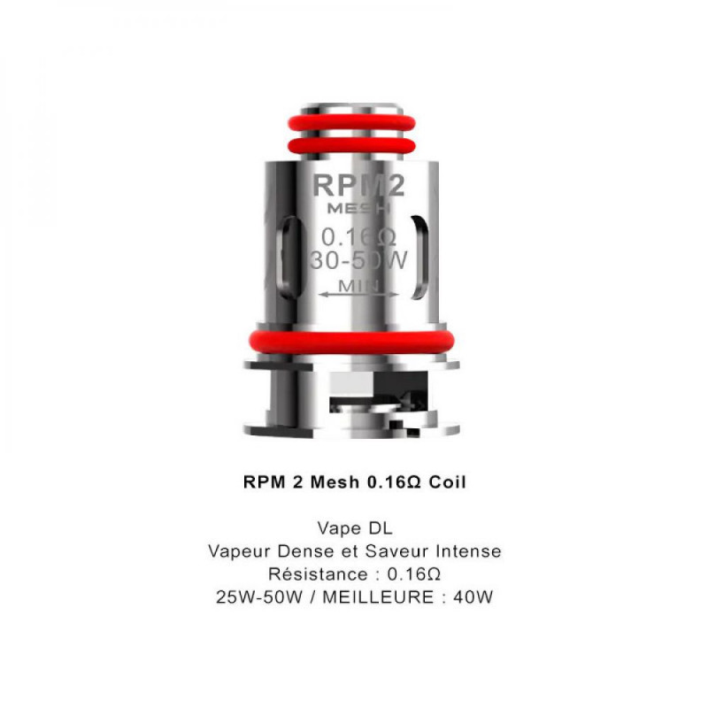 Résistances RPM2 Mesh 0.16ohm par 5 - Smoktech